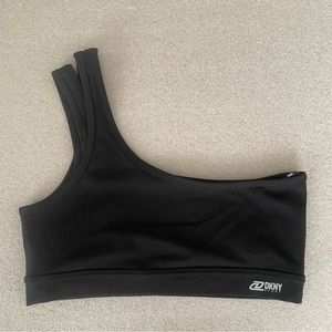 DKNY Sport Black One Shoulder Sports Bra Size Large